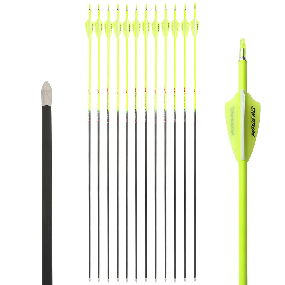32" 24T Pure Carbon Arrows Archery SP400-1000 Vanes ID4.2MM Recurve Bow Shooting