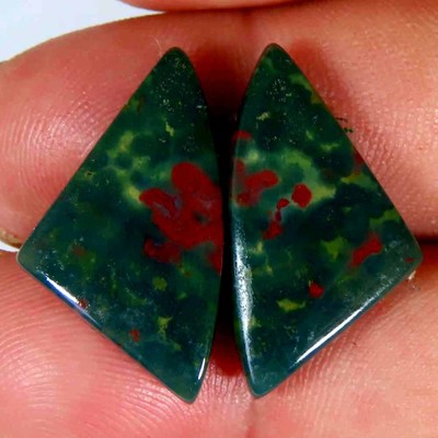15.50Cts 100%Natural Red Green Bloodstone Matched Pair Cab 13x23x4mm Losse Gems