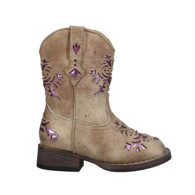 

Roper Lola Inlay Square Toe Cowboy Toddler Girls Коричневые повседневные ботинки 09-017-1903, Коричневый, Roper Lola Inlay Square Toe Cowboy Toddler