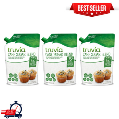 Truvia Cane Sugar Blend, Mix of Stevia Sweetener and Cane Sugar (24 oz Bag), 3PK