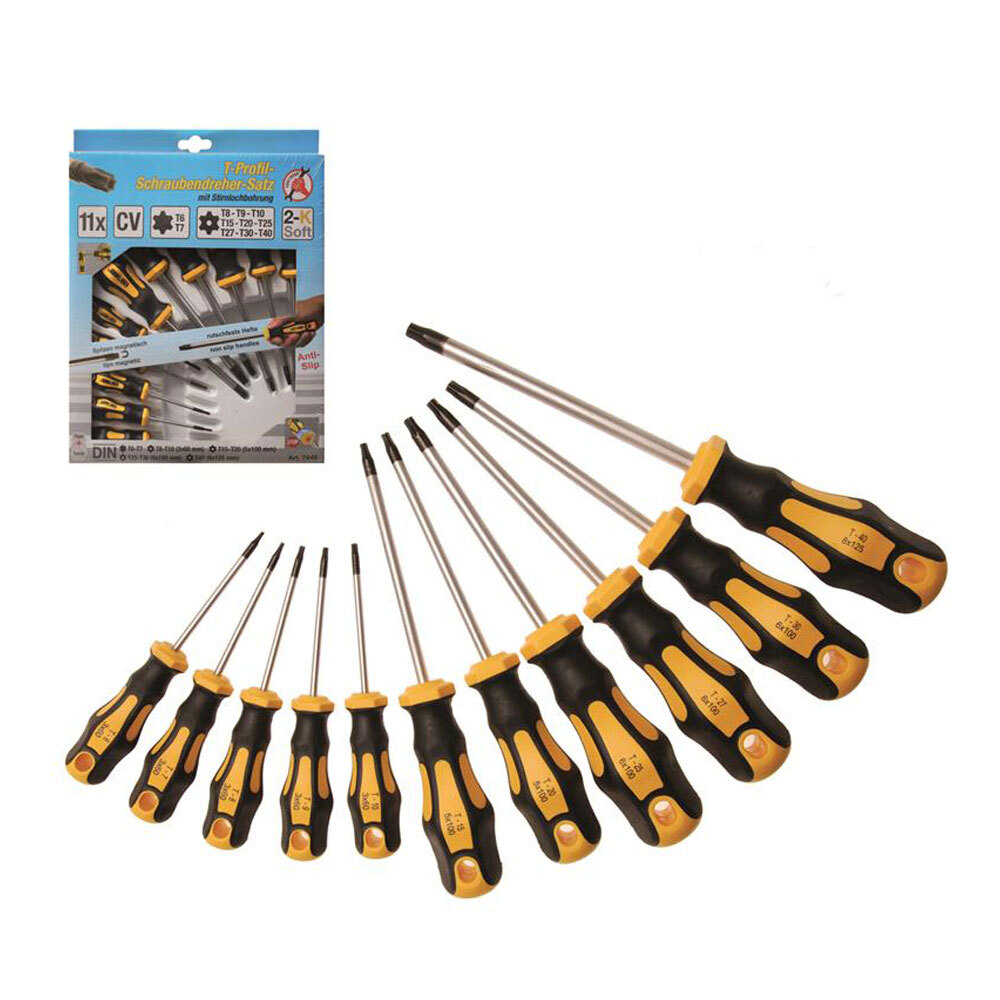 BGS-7845 I Schraubendreher-Satz mit Stirnbohrung T-Profil 11-tlg.