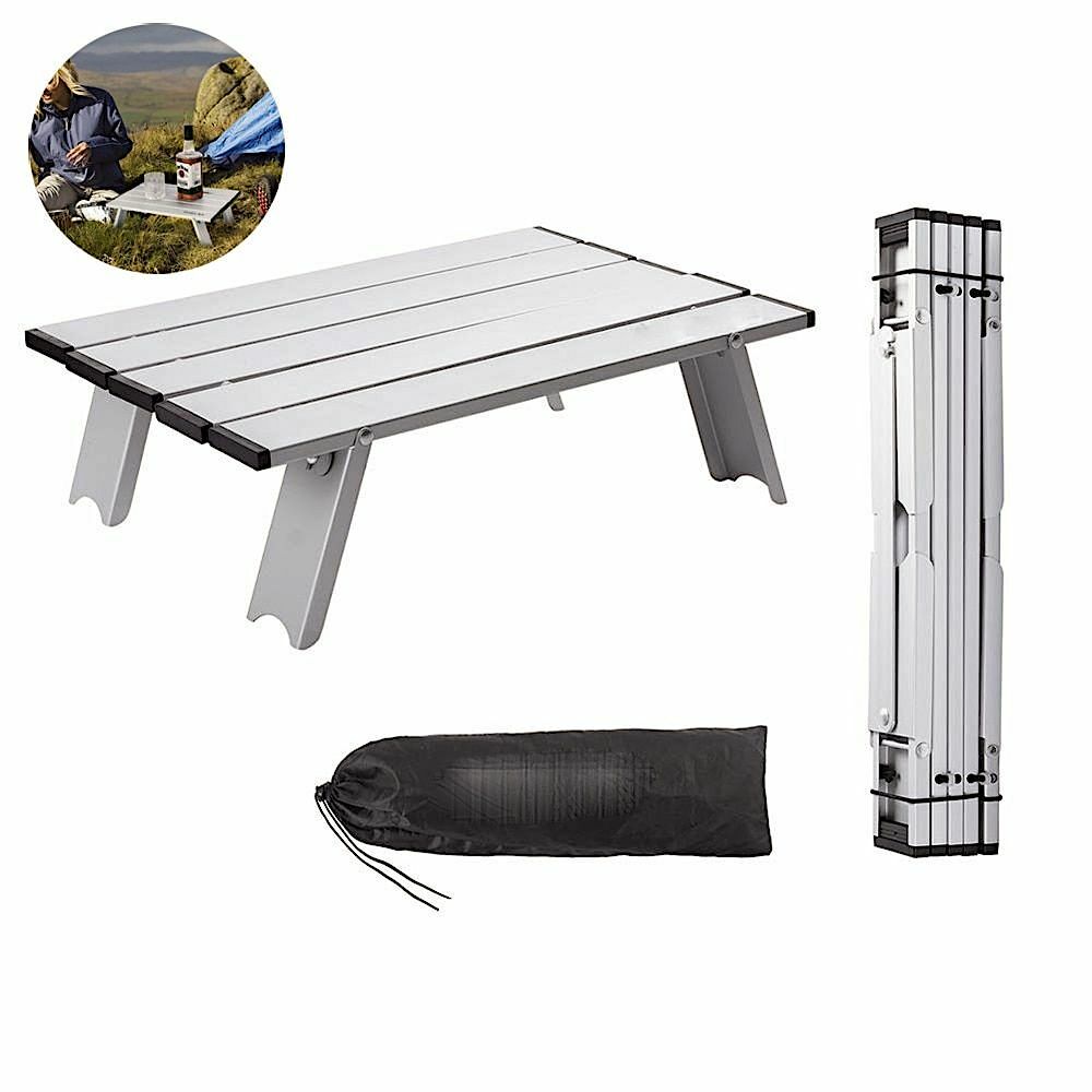 Small Metal Camping Table Mini Rolling Aluminum Folding ...