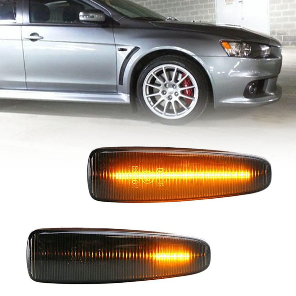 Smoked Sequential Amber LED Side Marker Light For Mitsubishi Lancer Evo