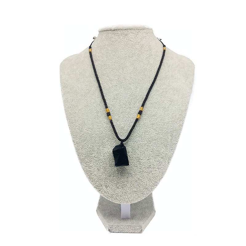 Raw Black Tourmaline Necklace – Handmade Macramé Crystal Pendant – Adjustable Necklace Gift For Everyday Balance - Foto 2