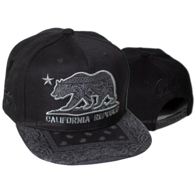 Baseball Cap California Republic Hat Bear Paisley Adjustable Snapback Flat Men