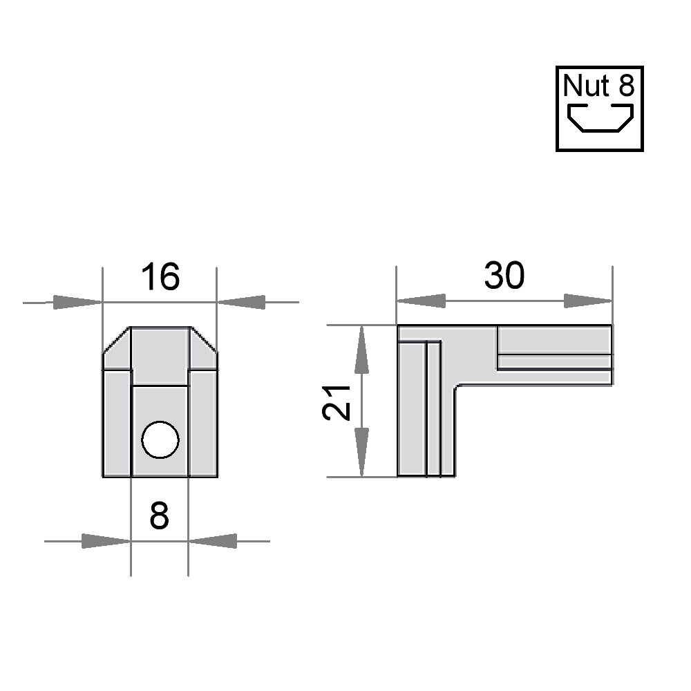 20 x Innenwinkel Profilverbinder Nut 8 BOSCH Typ-B ITEM Typ-I Aluprofil