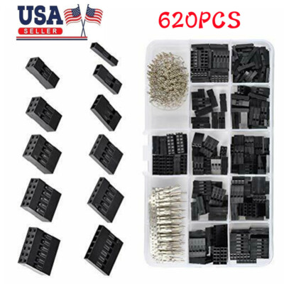 620Pcs 2.54mm Pitch JST SM 1 2 3 4 5 6 Pin Housing Connector