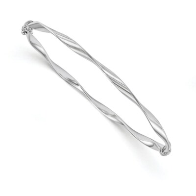 Pre-owned Superdealsforeverything Real 10kt White Gold Polished Hinged Bangle; 7.25 Inch