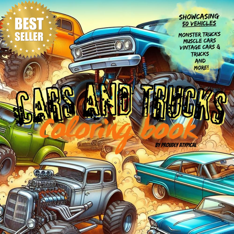 Cars and Trucks Coloring Book: Showcasing Monster Trucks, Muscle Cars, Vintage C