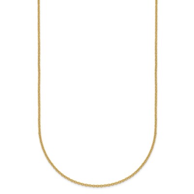 Pre-owned Diamond2deal 18k Yellow Gold Polished 1.3mm Solid Cable Chain Necklace 18" For Women 2.36g