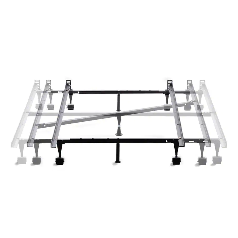 Brookside Adjustable Metal Bed Frame w/ Center Support Rug Rollers (Twin-Queen)