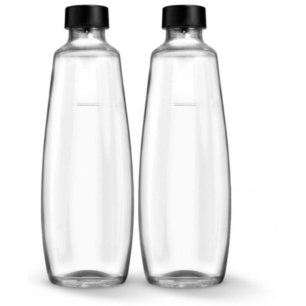 SodaStream Twinpack 1 Liter Glasflasche transparent/schwarz für DUO-Sprudler NEU