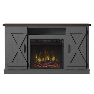Tv Stand Adjustable Shelves+led Flame Antique Gray