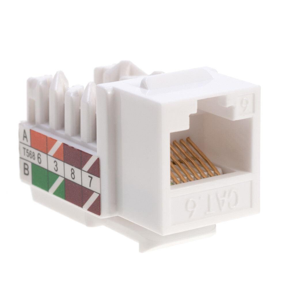Cat6 White Keystone Jack 45 Degree Punch Down Network Connector Multi-Pack LOT