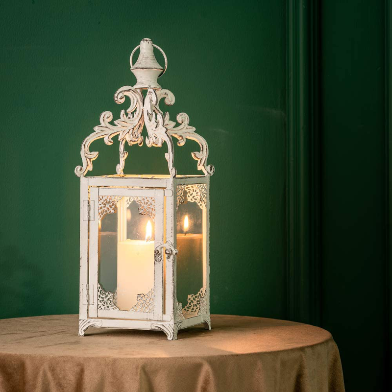 Decorative Hanging Lantern, Candle Holders with Clear Glass (Bronze)