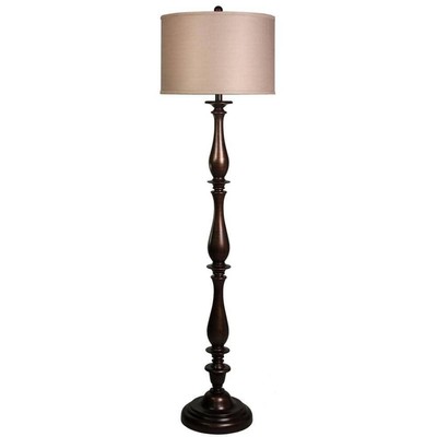 StyleCraft Floor Lamp 61'' W/ Hardback Silk Shade 1-Light Traditional in Bronze
