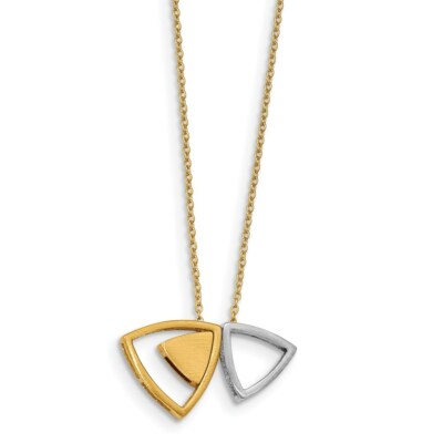 Pre-owned Superdealsforeverything Real 14kt Two-tone Satin Triangle Necklace; 17 Inch