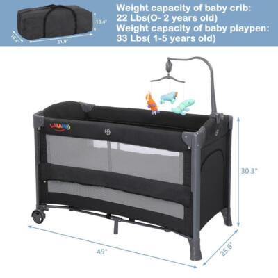 3 in 1 Baby Bassinet Bedside Sleeper Portable Crib Pack and Play with Mattress