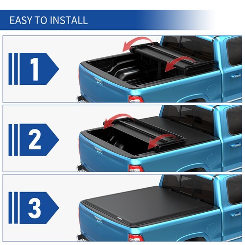 6FT Bed Soft Tonneau Cover For 2016-2023 Toyota Tacoma 3-Fold Truck Bed On Top