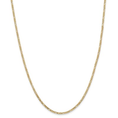 Pre-owned Superdealsforeverything Real 14kt Yellow Gold 2.25mm Flat Figaro Chain; 24 Inch; Lobster Clasp