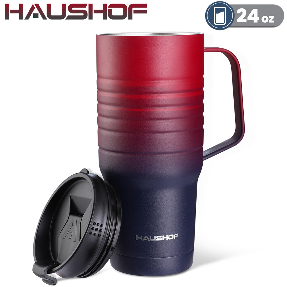 HAUSHOF 24oz Vacuum Insulated Travel Mug - Double Wall Stainless, Keeps  Drinks Hot/Cold For Hours