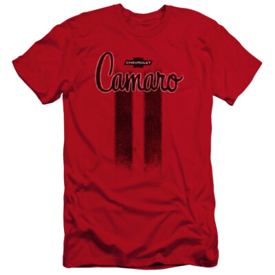 Chevrolet Camaro Stripes Red Licensed Adult T-Shirt