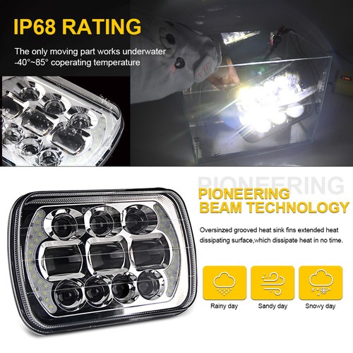 For Chevy Express Cargo Van 1500 2500 3500 12D 7x6'' DRL LED Headlight Headlamp