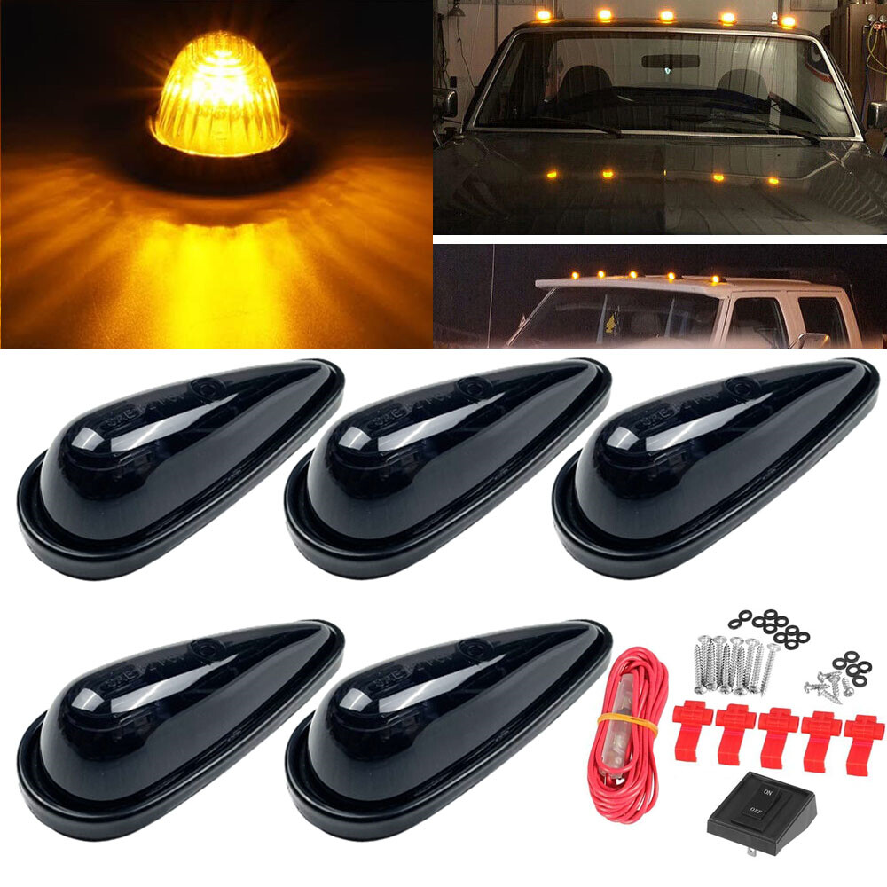 Cab Roof Clearance Marker Teardrop Amber LED Lights Ford Chevy Dodge Pick-up USA
