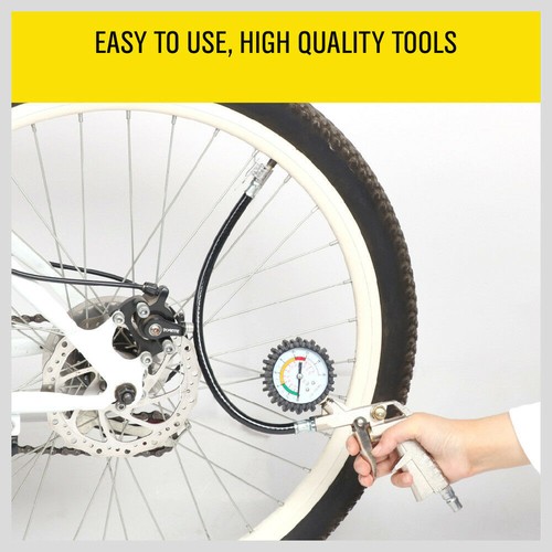 0-220 PSI Air Compressor Tire Inflator with Pressure Gauge Rubber Hose Air Chuck