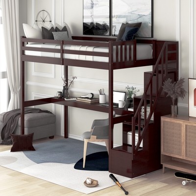 With Storage Stairs And Built-in Desk Kids Furniture