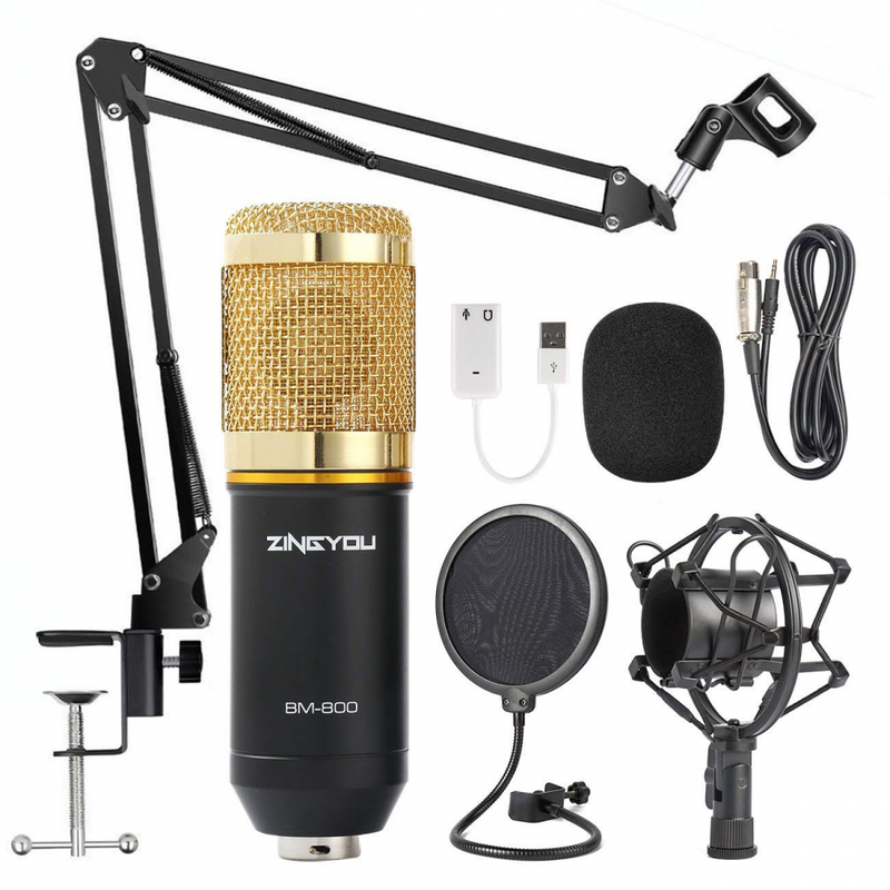Professional Audio Condenser Microphone Kit Vocal Studio Recording Set USB NEW