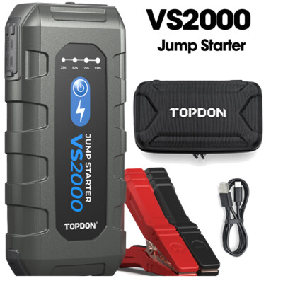 US TOPDON VS2000 Car Jump Starter Booster 12V Battery Charger Power Bank 2000A