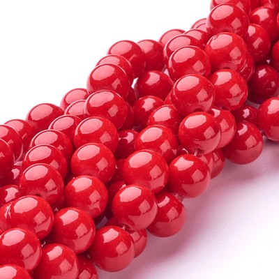 10 Strd 8mm Red Natural Mashan Jade Round Beads Smooth Stone Loose Spacer Beads