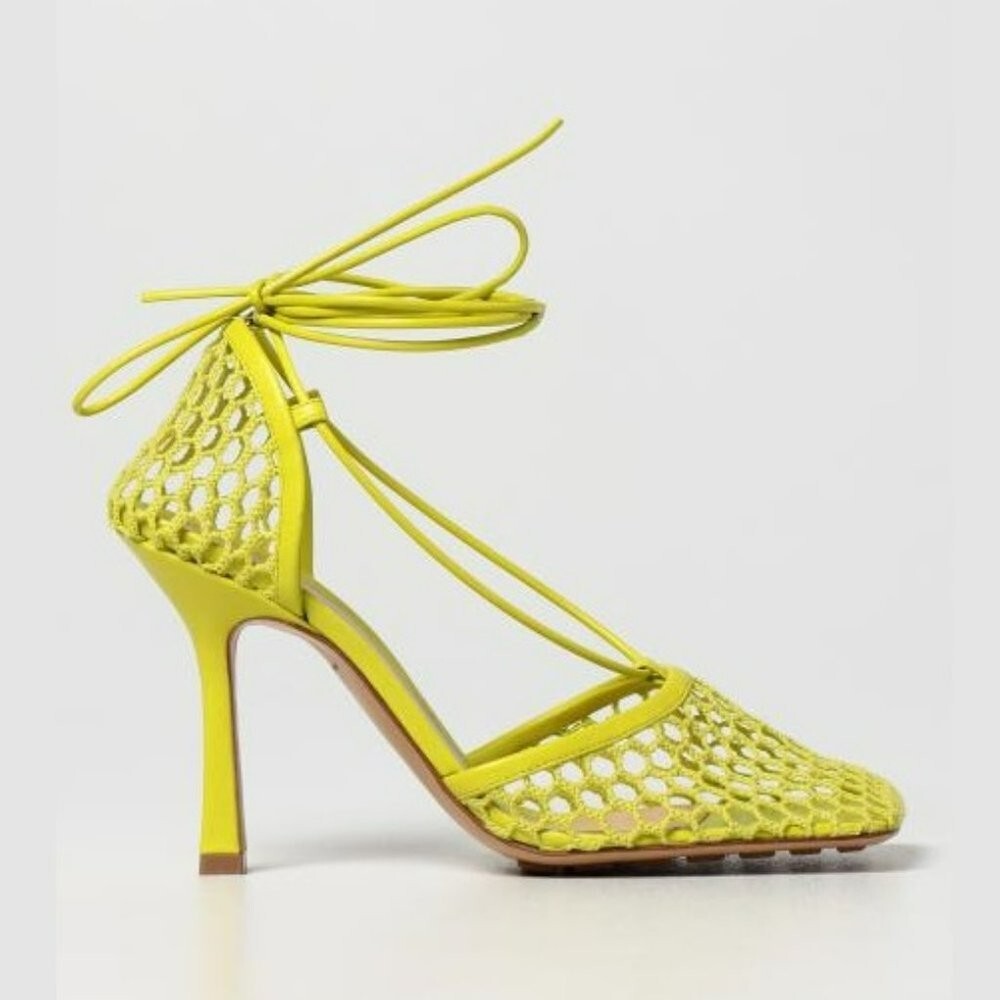 Bottega Veneta Women's Mesh High Heel Stretch Sandals Kiwi