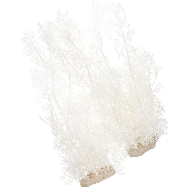 2 Pcs White Aquarium Plants Landscaping Fish Tank Decoration Ideas