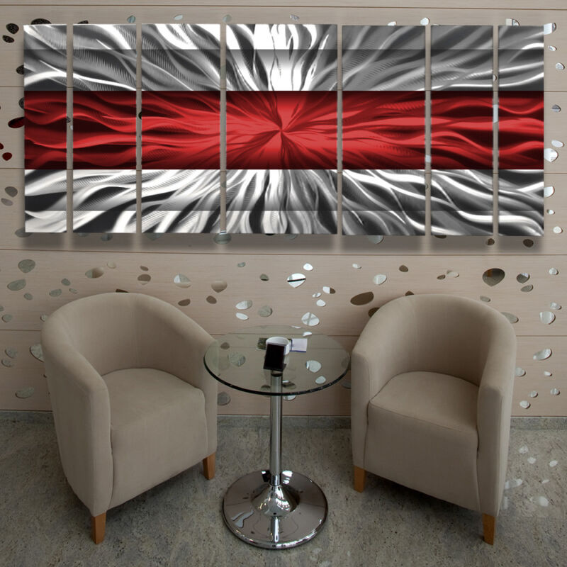 Metal Wall Art Modern Contemporary Abstract Sculpture Red Painting Home Decor Lg