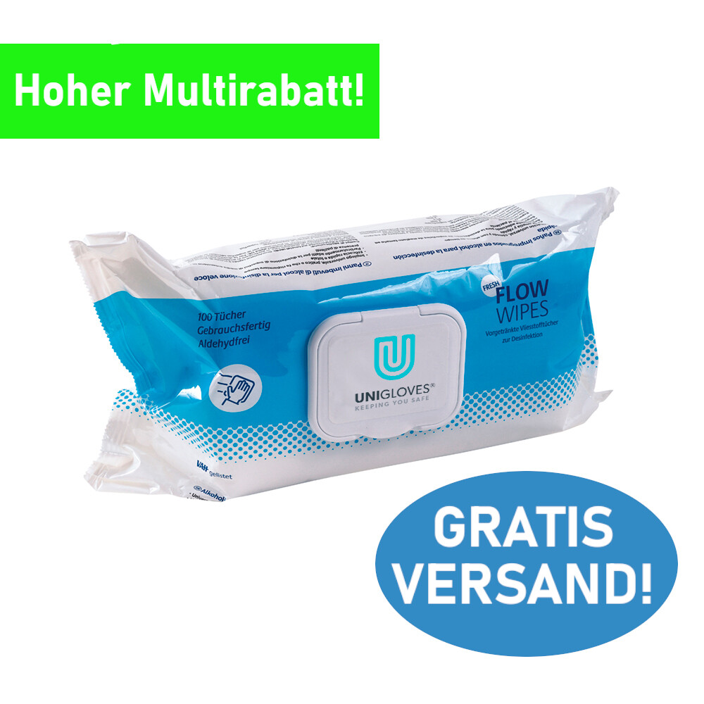 100 Stück Desinfektionstücher Unigloves® Flächendesinfektion alkoholisch Wipes