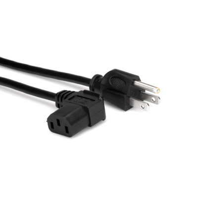 Hosa Power Cord Right-Angle IEC C13 to NEMA 5-15P, 1ft