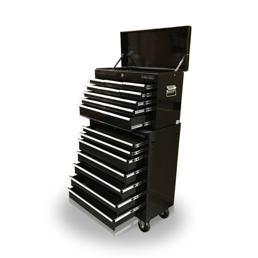 428 Tool Box Roller Cabinet Steel Chest 16 Drawers Gloss Black