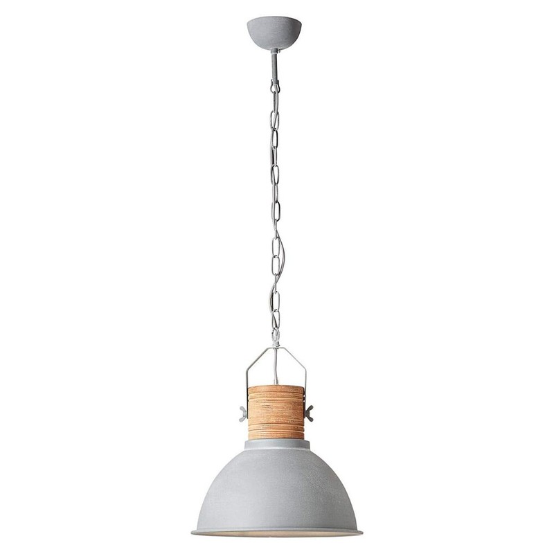 Suspension Luminaire Frieda Industrie Gris BÃªTon Bois Ã39cm Max. 60w E27