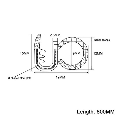Car Door Edge Weatherstrip Soundproof Rubber Sealing Strip B Pillar Front&Rear
