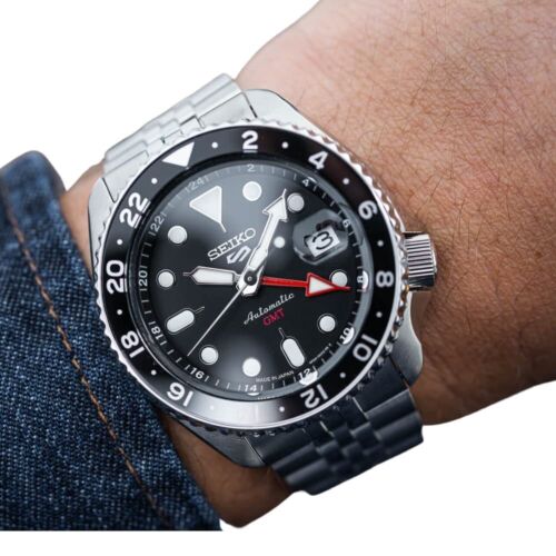 Pre-owned Seiko Ssk001 5 Sports Men's Watch Silver-tone 42.5mm Stainless Steel, Black