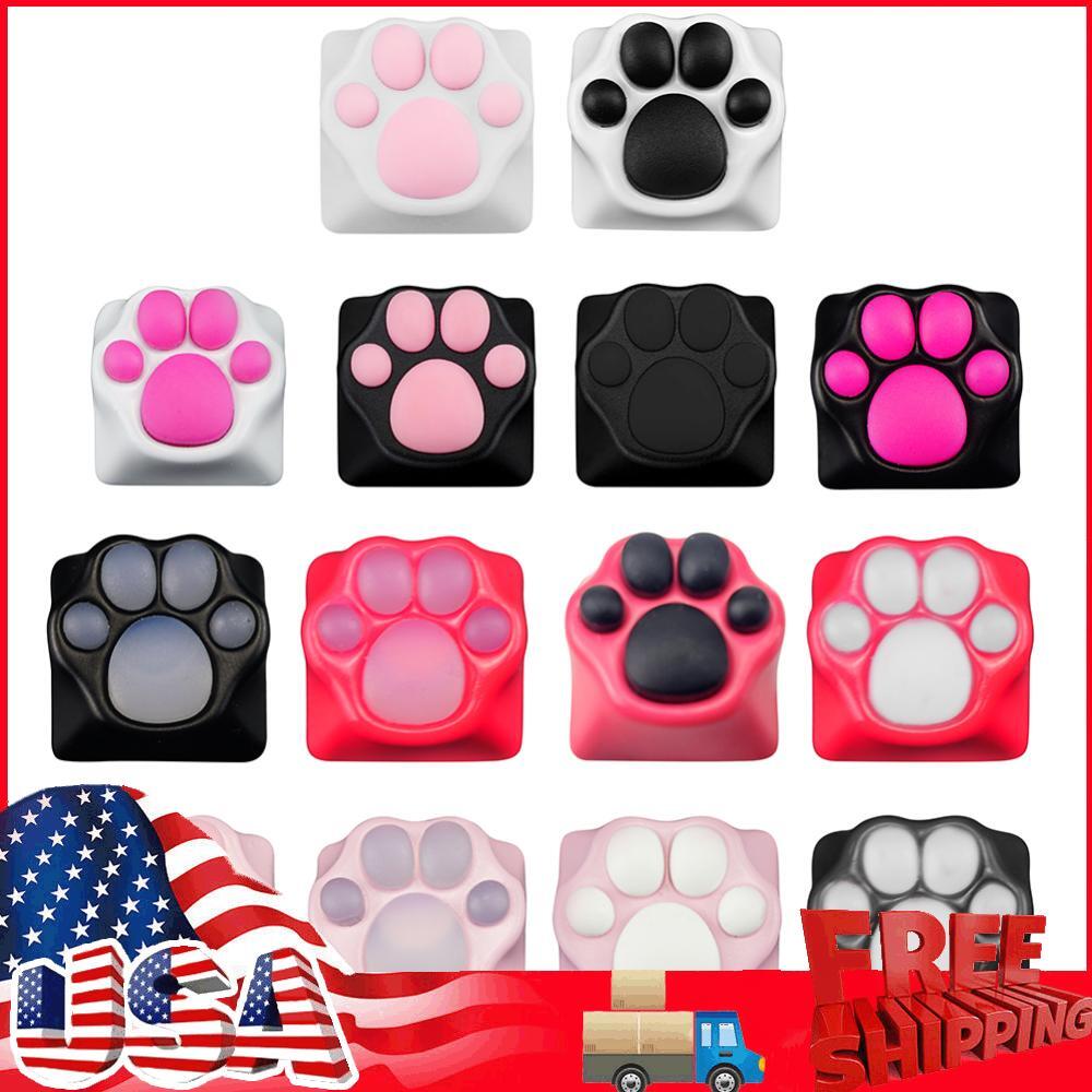 Keycaps for Mechanical Keyboard 3D Soft Silicone Cat Paw Pad Aluminum Alloy Base