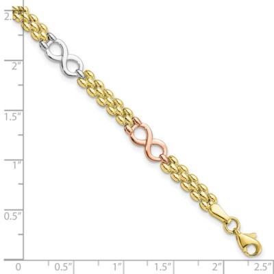 Pre-owned Skyjewelers Real 10k Tri-color Reversible Infinity Bracelet; 7.5 Inch