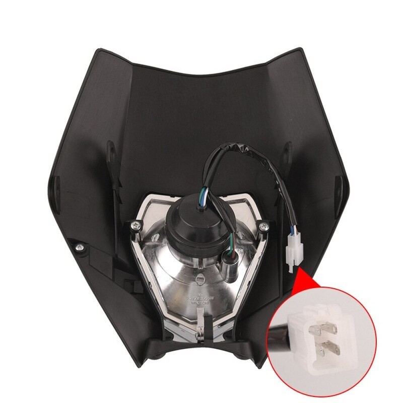 Black REC REG Headlight For KTM 125 200 250 300 EXC 450 400 ENDURO MX TRAIL BIKE