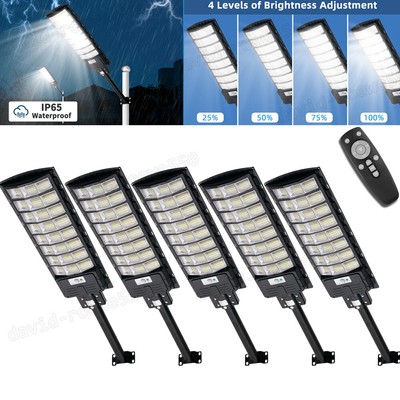 5Pack 1000W LED Solar Street Lights Outdoor Dusk to Dawn Security Flood Lights