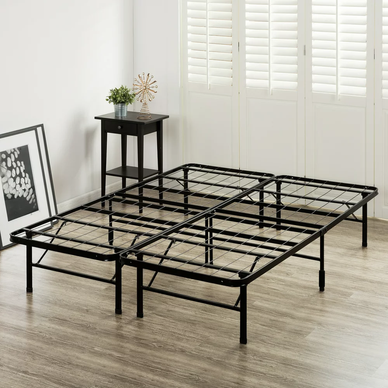 14" Black Metal Smartbase&reg; Tool-Free Assembly Mattress Foundation, Queen