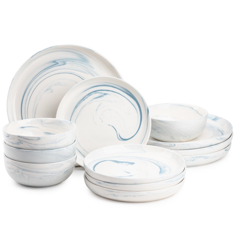 12 Piece Dinnerware Starter Set Thyme & Table's Marbled Stoneware Dishes