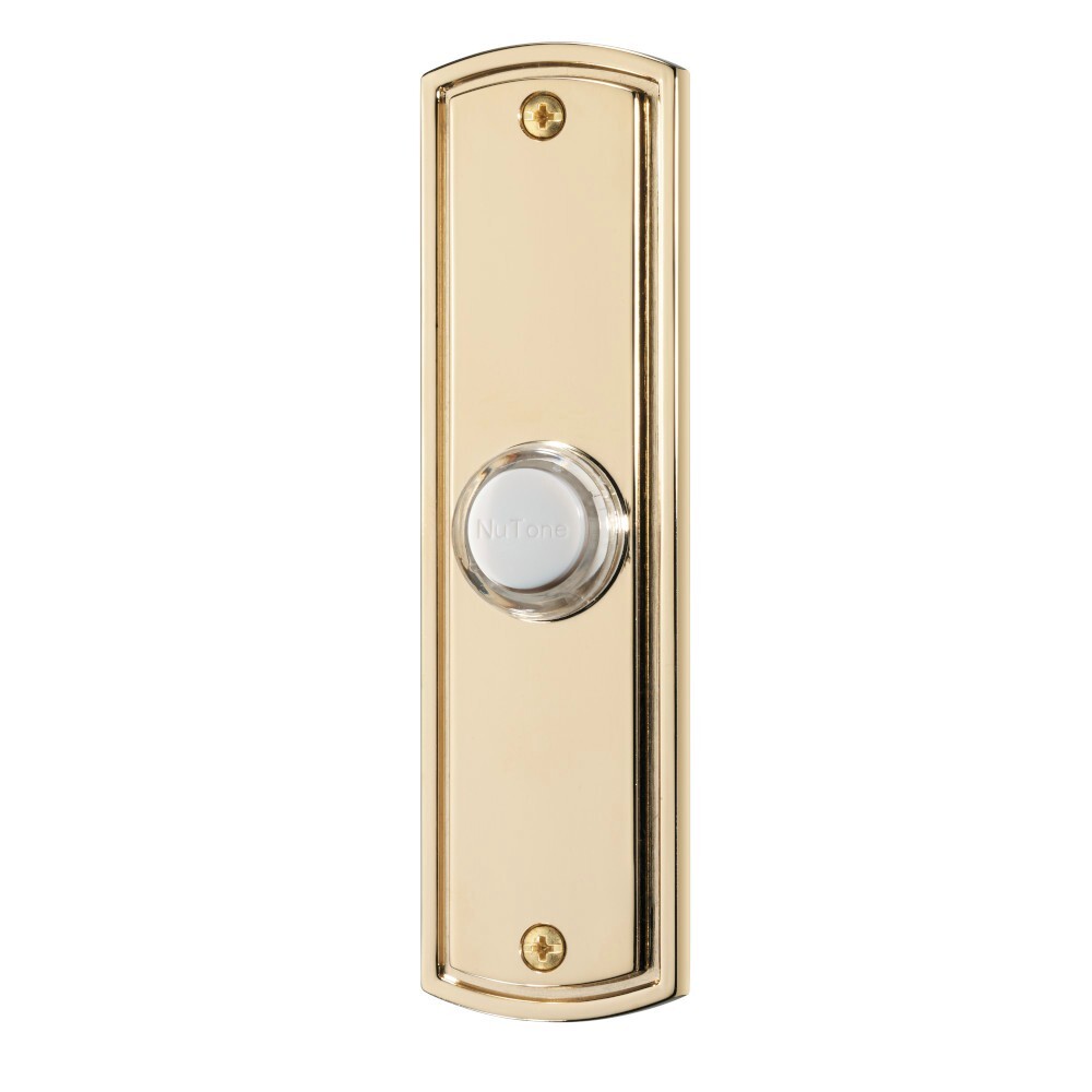 NuTone  PB61LPB Polished Brass Lighted Push Button Doorbell Contemporary Design