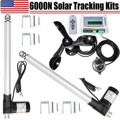 6000N Dual Axis Solar Tracker Controller W/ 2X18'' Linear Actuator Anemometer Kit